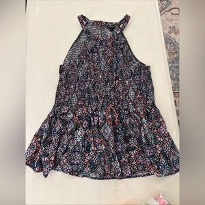 Torrid Size 0 Smocked Halter Tank Top - Pink Floral Pattern